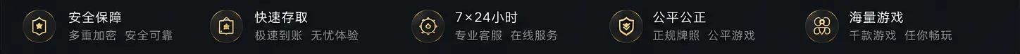 安全保障 快速存取 7x24小时 公平公正 海量游戏